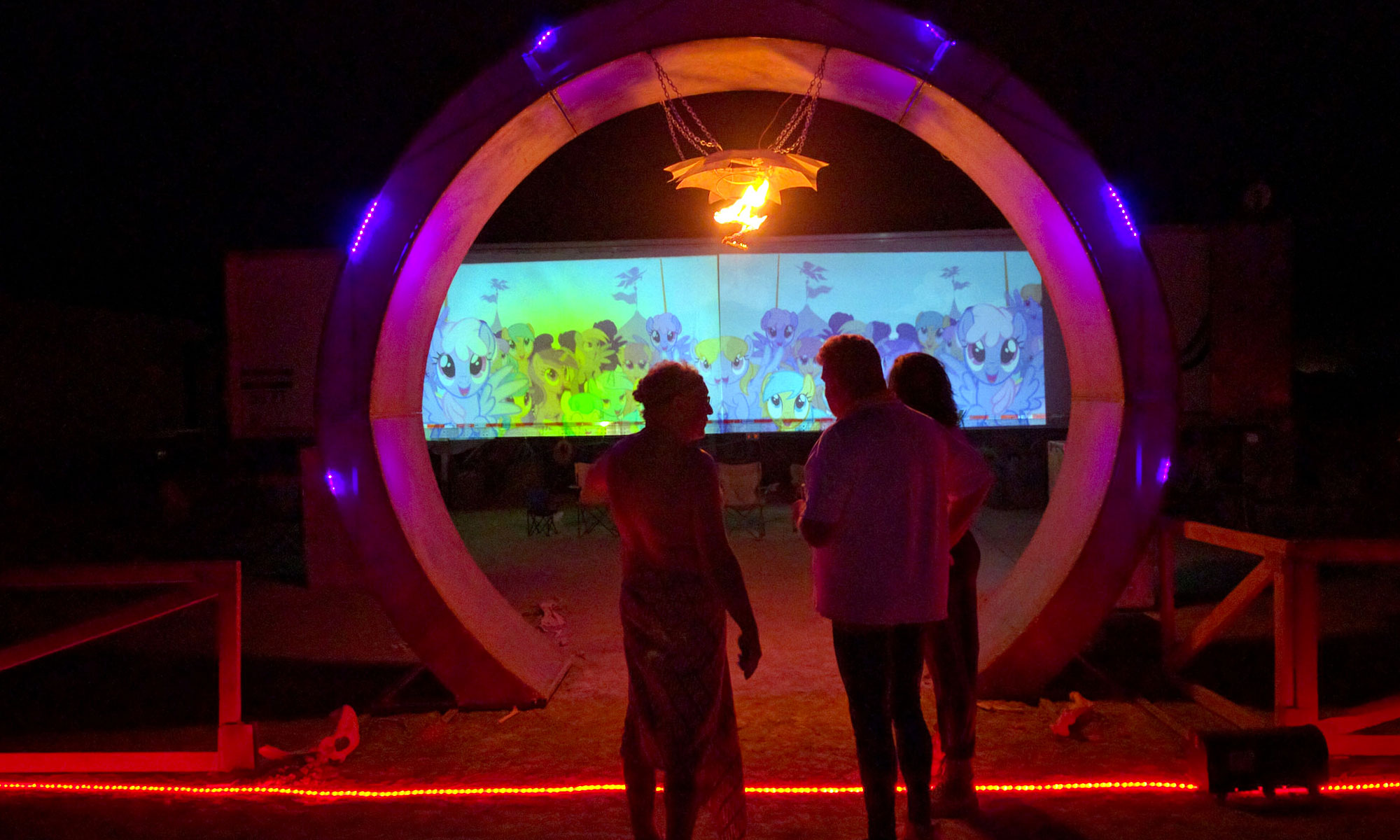 Liminals viewing movies through Moon Gate